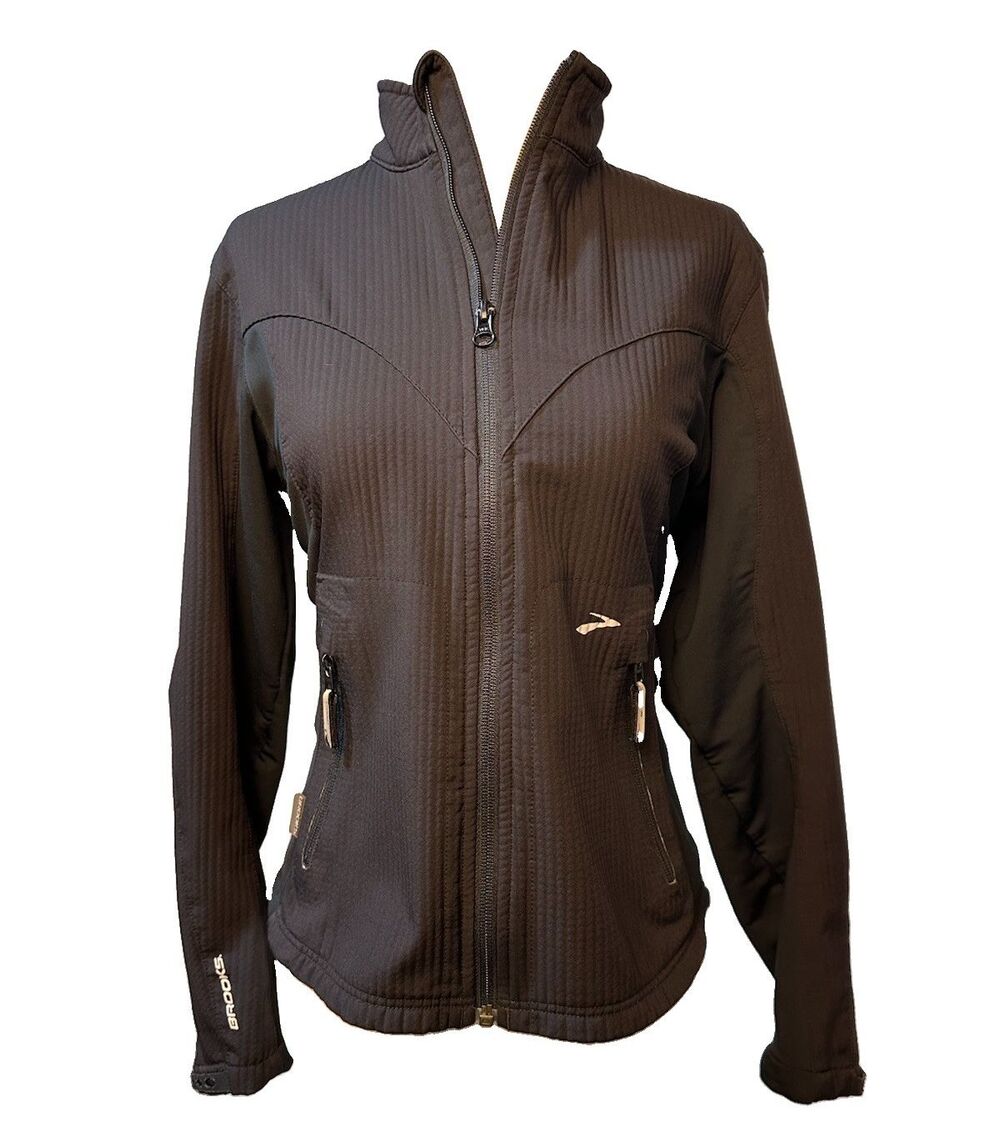 Brooks For Women Full Front Zip Running Jacket Black Size Small